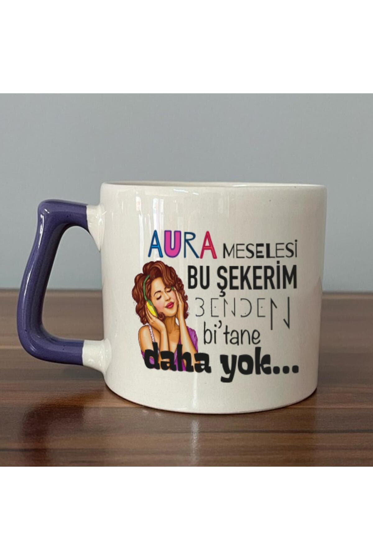 Aura Meselesi Bu Şekerim Baskılı Mor Kulplu Prime Kupa