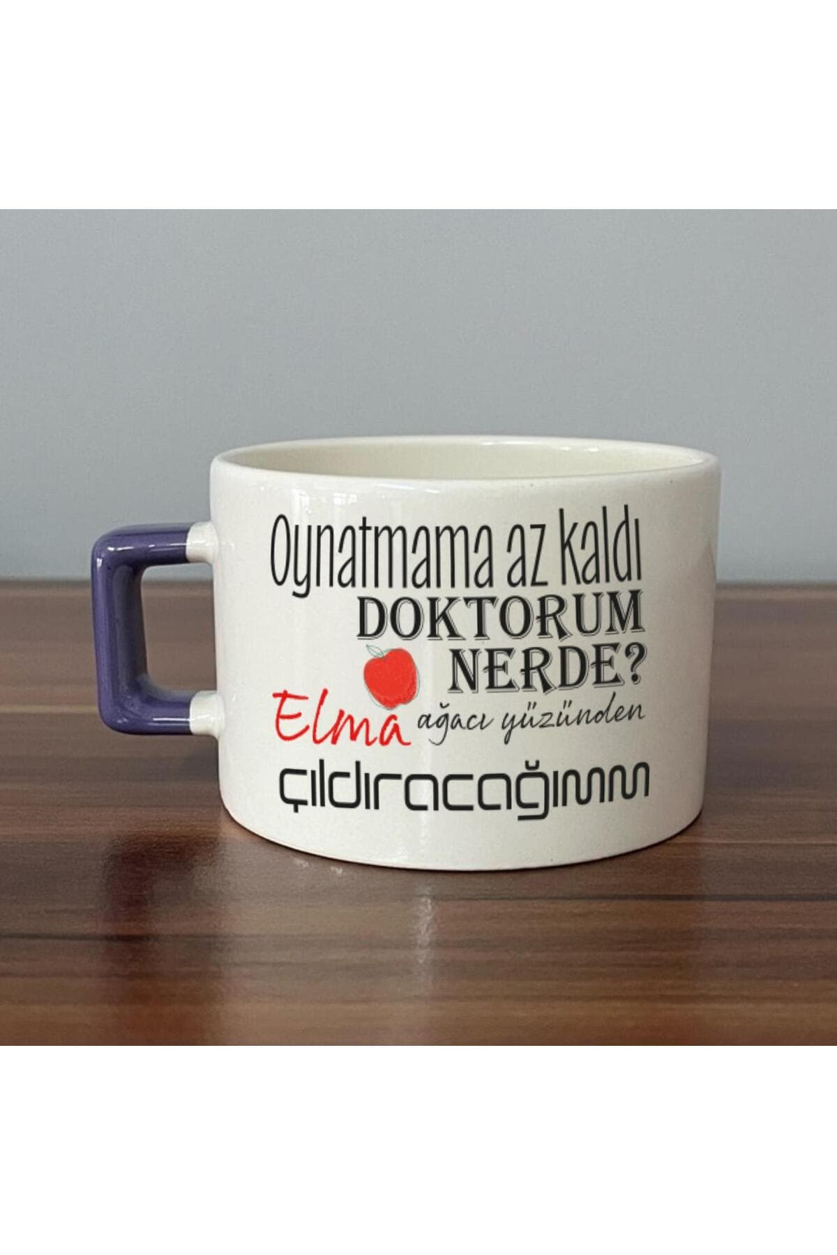 Oynatmama Az Kaldı Doktorum Nerede Baskılı Mor Kulplu Kare Espresso Fincanı