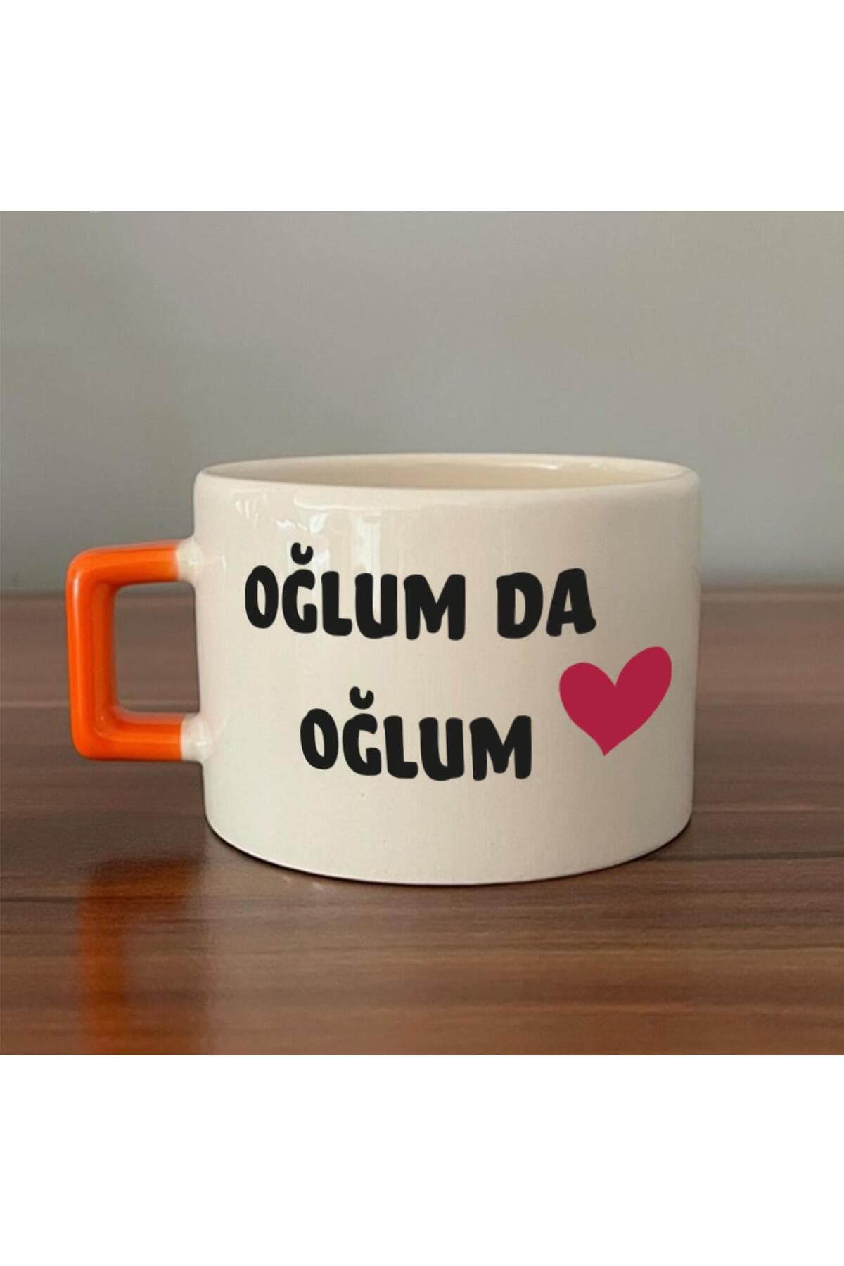 Anam Da Anam Baskılı Kadınlar Günü Turuncu Kulplu Kare Espresso Fincanı
