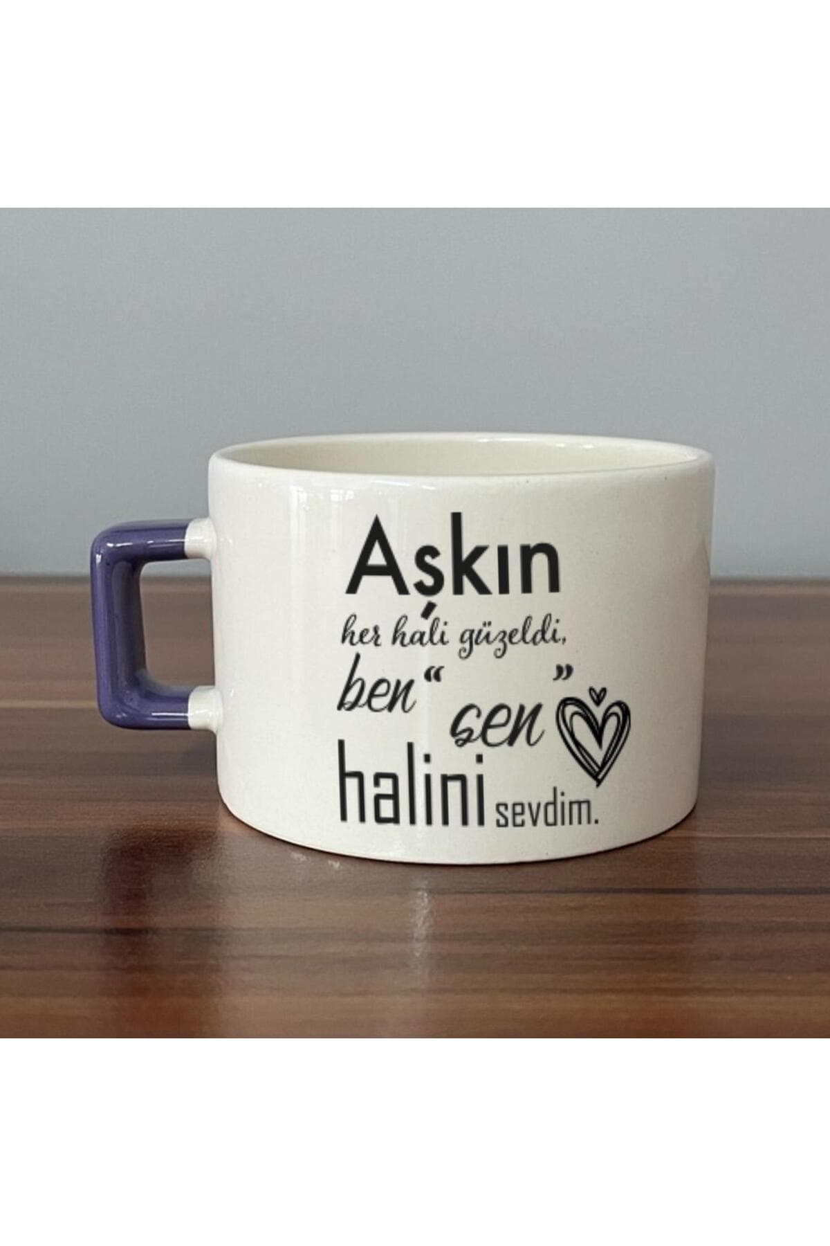 Sanki Herkes Hayatını Yoluna Sokmuşta Baskılı Mor Kulplu Kare Espresso Fincanı