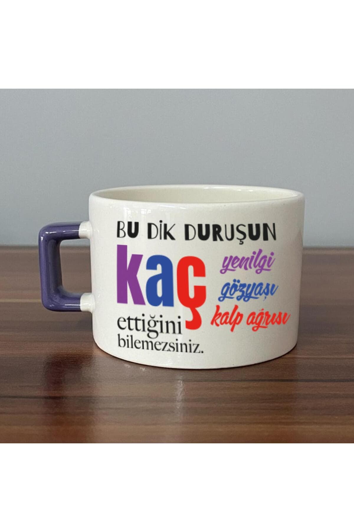 Bu Dik Duruşun Baskılı Kadınlar Günü Mor Kulplu Kare Espresso Fincanı