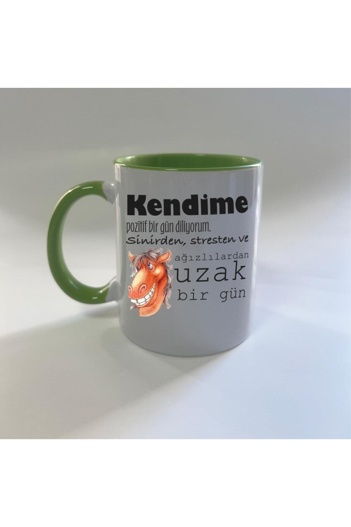 Kendime Pozitif Bir Gün Diliyorum Baskılı Yeşil Mega Kupa