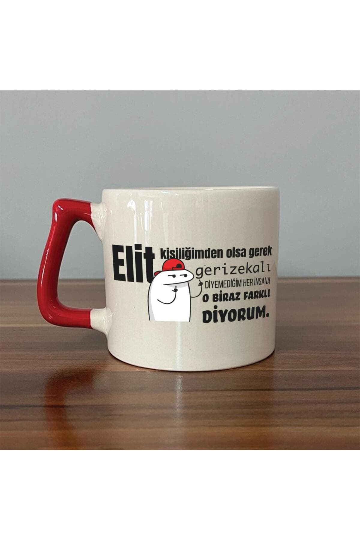 Elit Kişiliğimden Olsa Gerek Baskılı Kırmızı Kulplu Prime Kupa