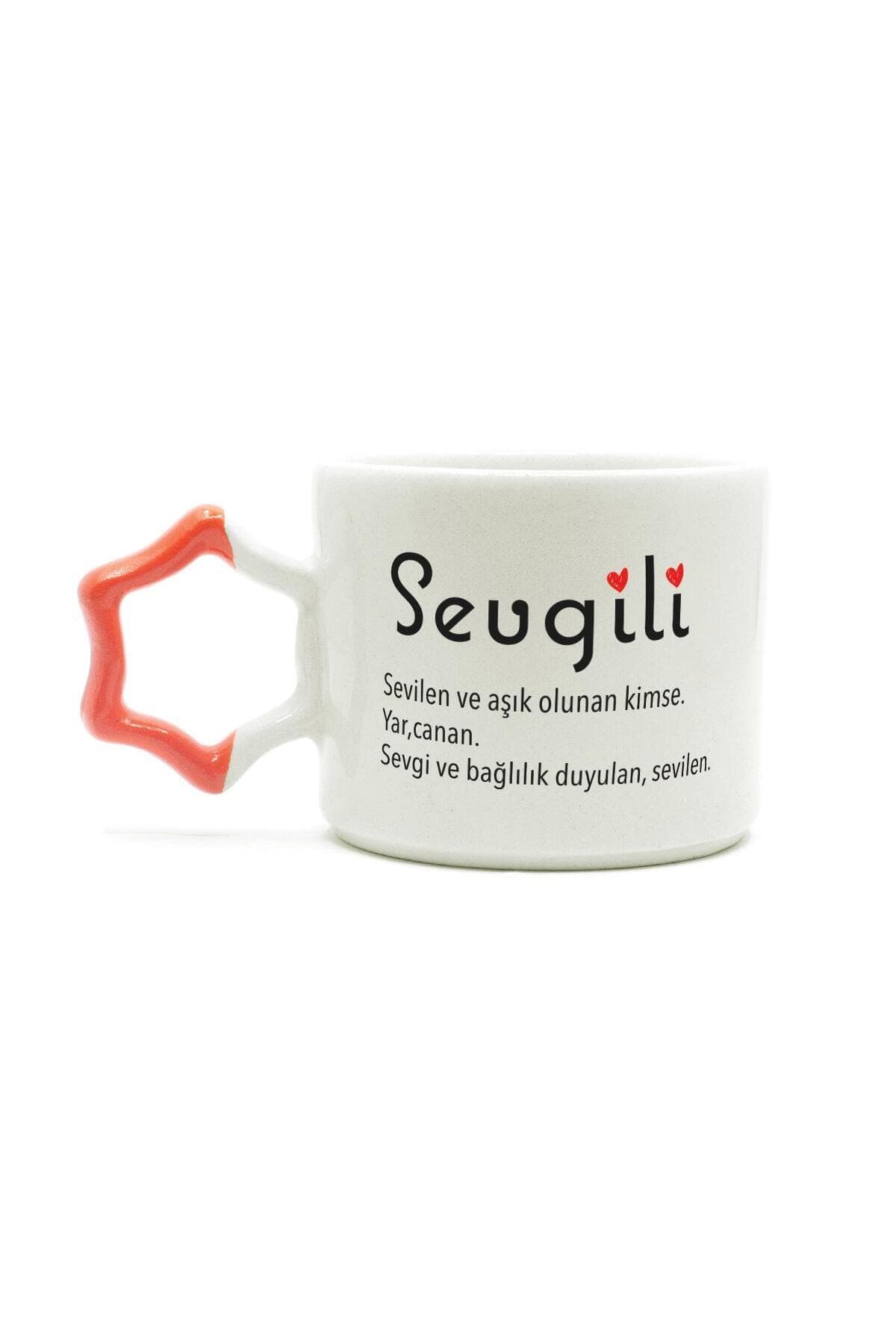 Sevgili Baskılı Turuncu Kulplu Yıldız Kupa