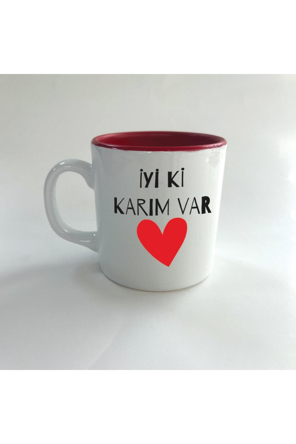 İyi Ki Karım Var Baskılı Kırmızı Multi Sevgililer Günü Kupası