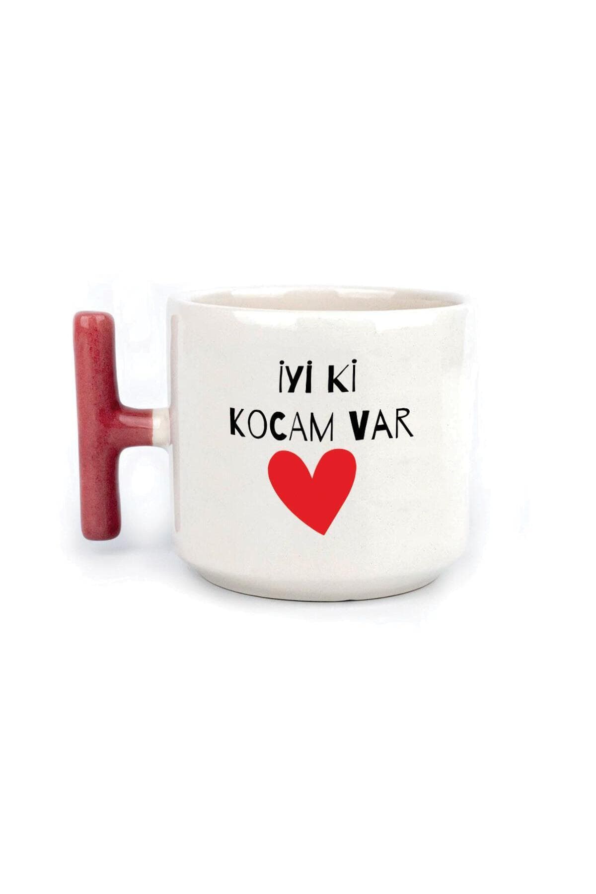 İyi Ki Kocam Var Baskılı Kırmızı Kulplu T Sevgililer Günü Kupası